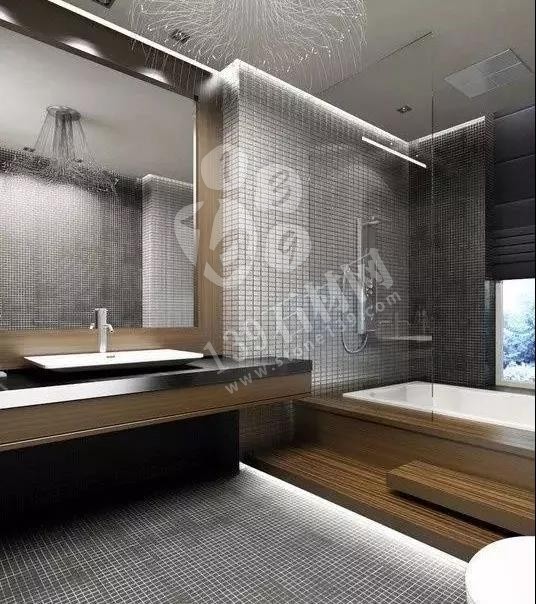 半開(kāi)放式衛(wèi)生間裝飾大理石案例